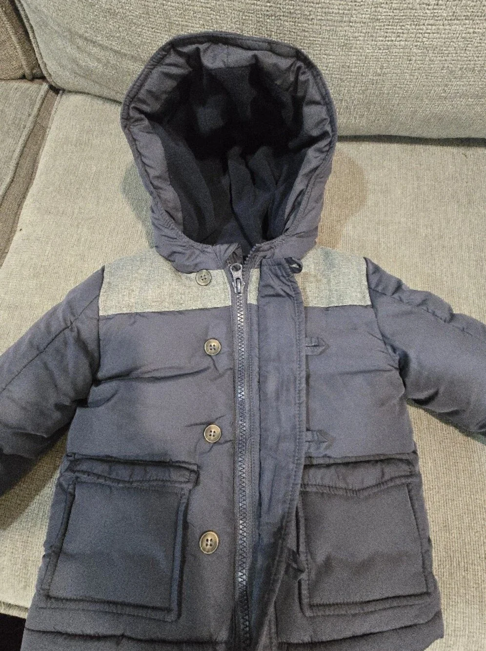 Kids Starting Out Navy Puffer Coat with Hood